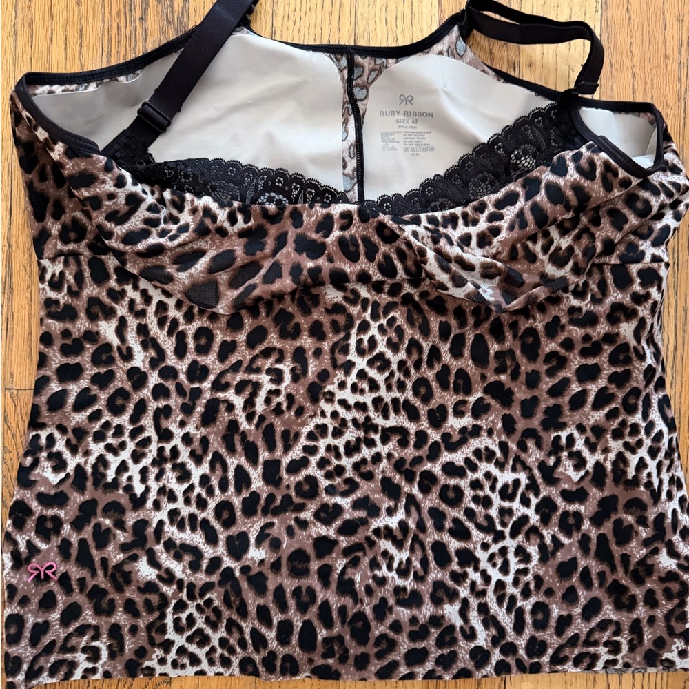 Ruby Ribbon Leopard Print Cami With Black Lace - image 1